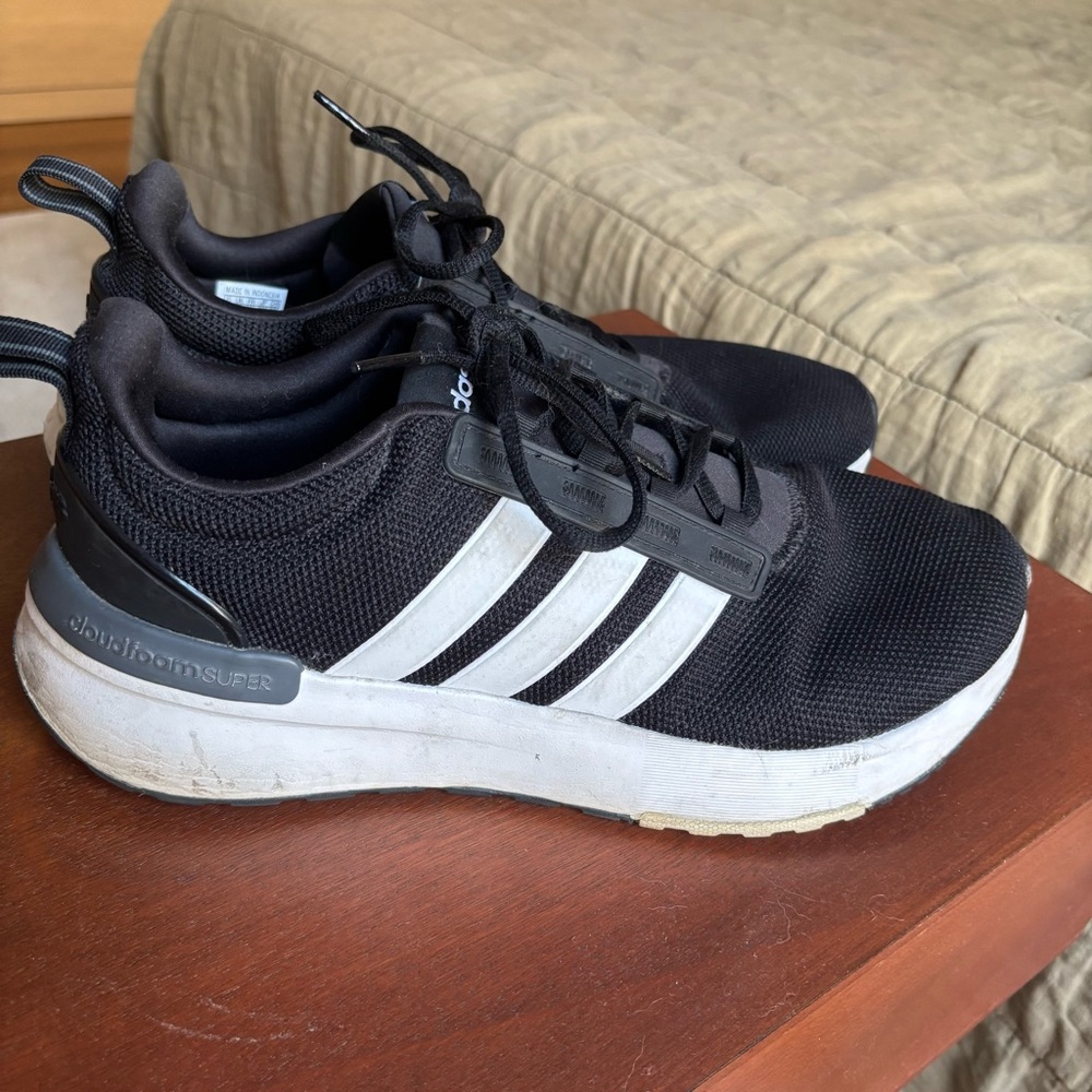 Adidas Men's Black and White Running Sneakers